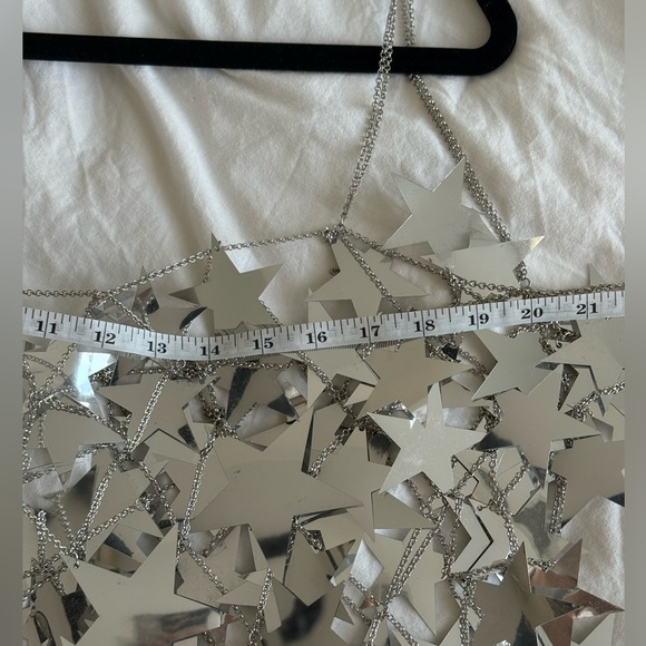 Silver Star Chainmail Mini Dress Festival Rave Metallic Party OS - Picture 9 of 9